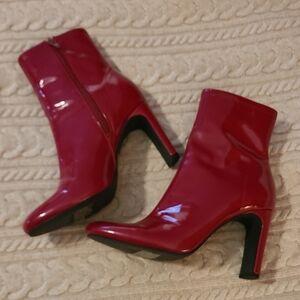 Forever 21 Glossy Red Ankle Boots